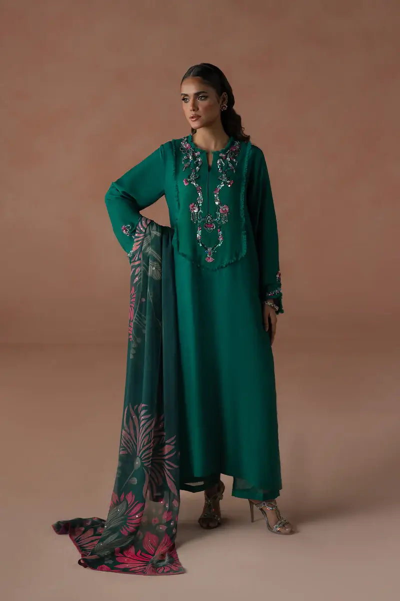 AMMARA KHAN ‘FLO LUXURY FESTIVE COLLECTION’25 | EMERALD BLOOM SET