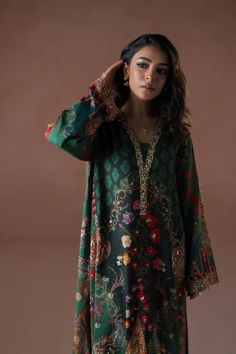 AMMARA KHAN ‘FLO LUXURY FESTIVE COLLECTION’25 | FOREST FLORAL KAFTAN SET