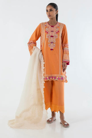 SANA SAFINAZ CASUAL PRET | STITCHED ORANGE EMBROIDERED SHIRT + CULOTTE