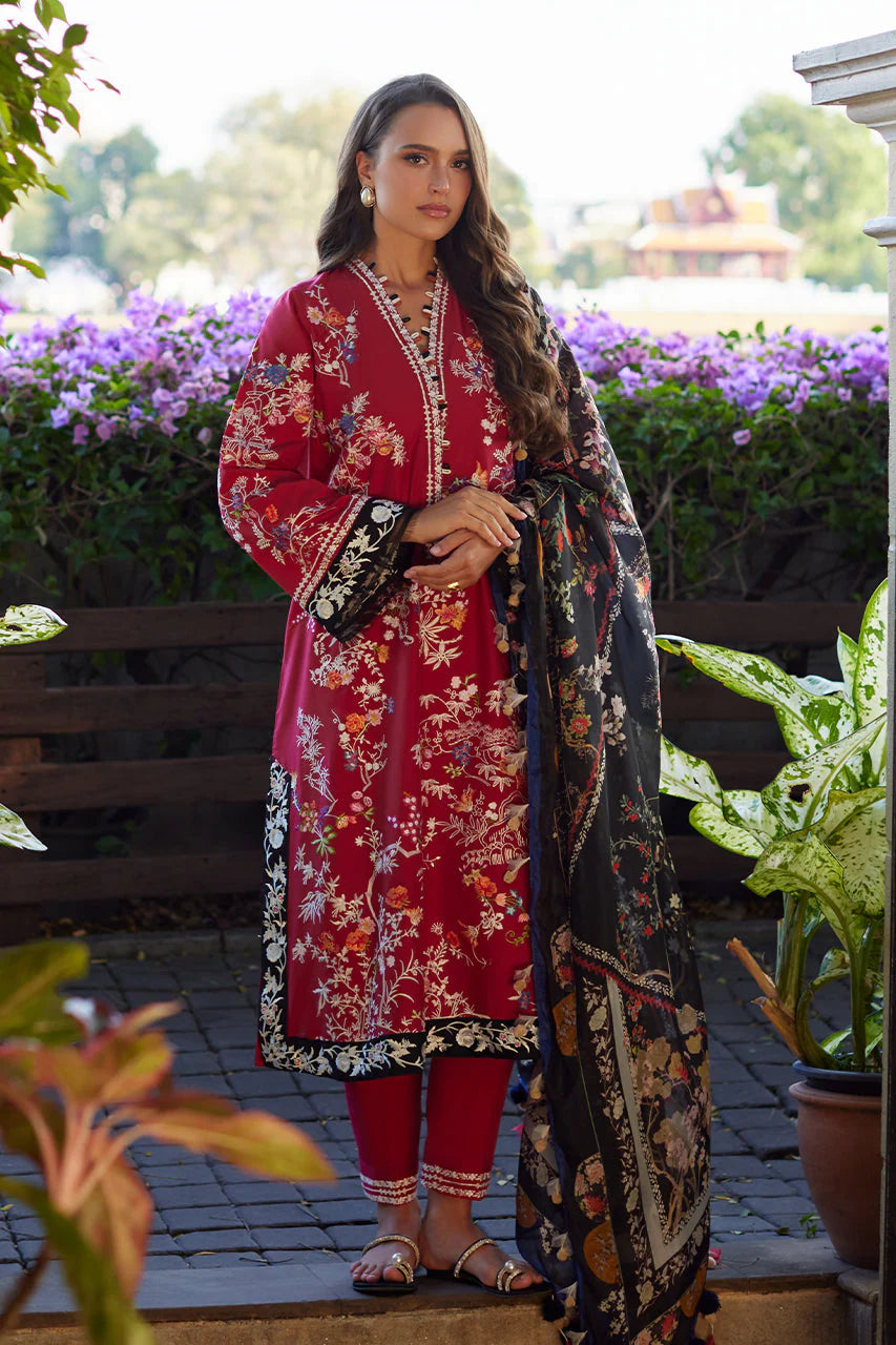 NIDA AZWER LUXURY LAWN’25 | RED SERENITY
