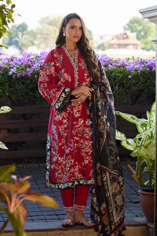 NIDA AZWER LUXURY LAWN’25 | RED SERENITY
