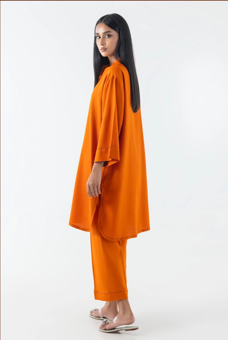 SANA SAFINAZ CASUAL PRET | STITCHED ORANGE PRINTED SHIRT + CULOTTE