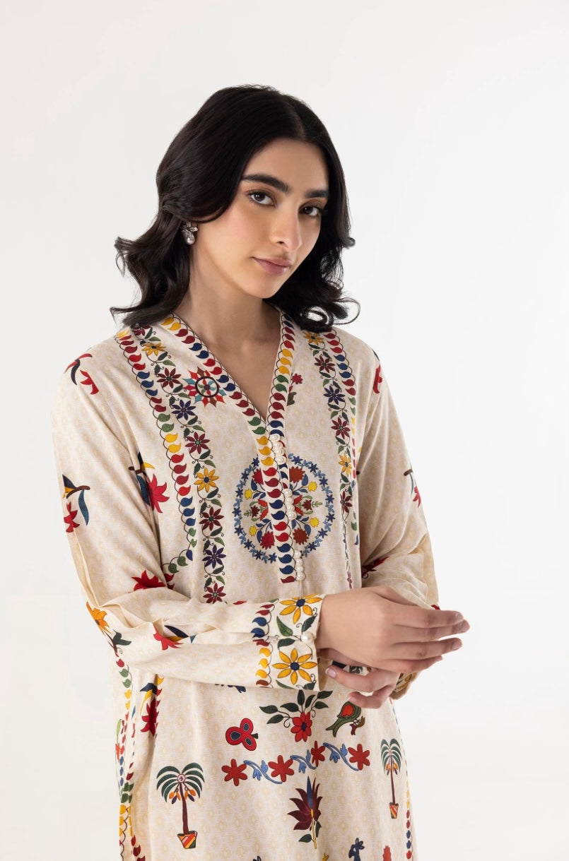 SANA SAFINAZ CASUAL PRET | STITCHED LINEN SHIRT
