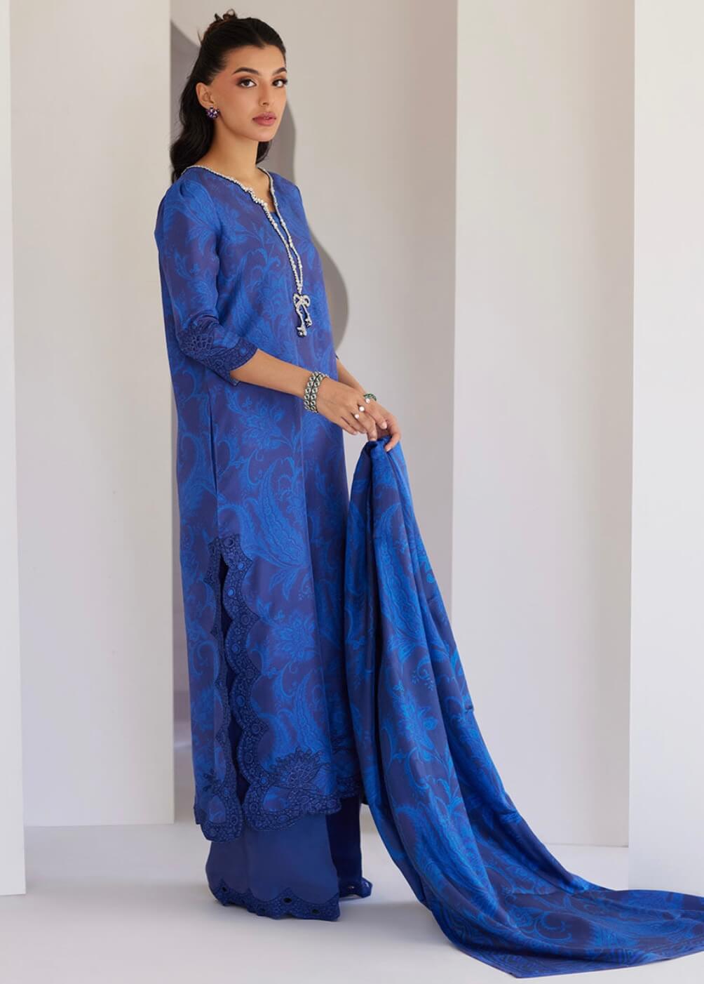 FARAH TALIB AZIZ ‘TARA LUXE SILK PRET’25 | AZURA BLUE SHIRT & DUPATTA