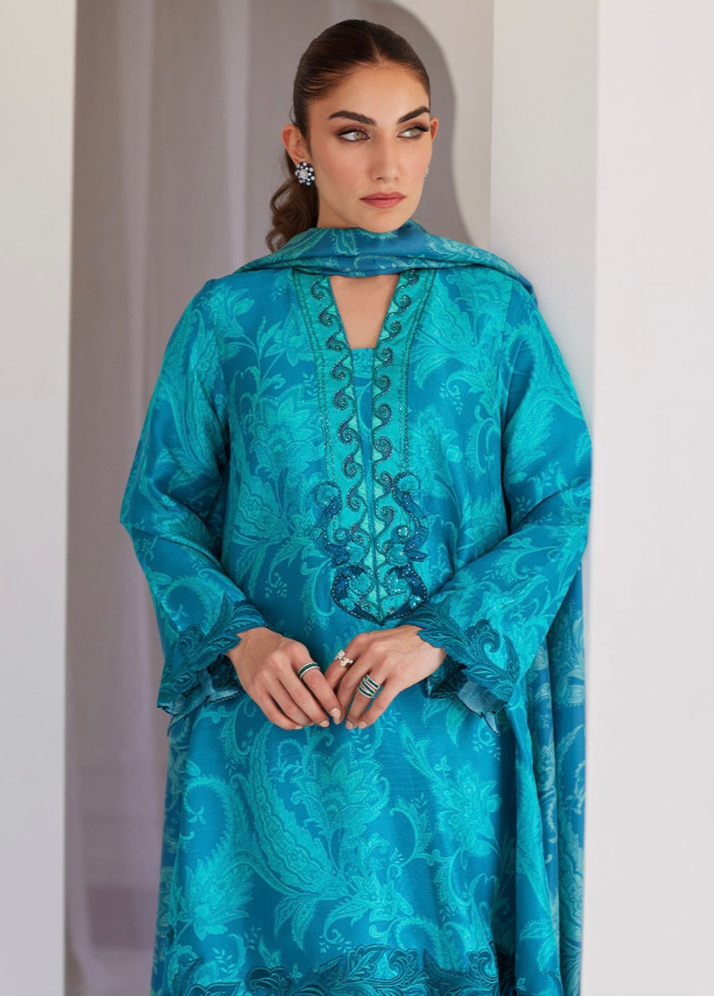 FARAH TALIB AZIZ ‘TARA LUXE SILK PRET’25 | LUNA GREEN SHIRT AND DUPATTA