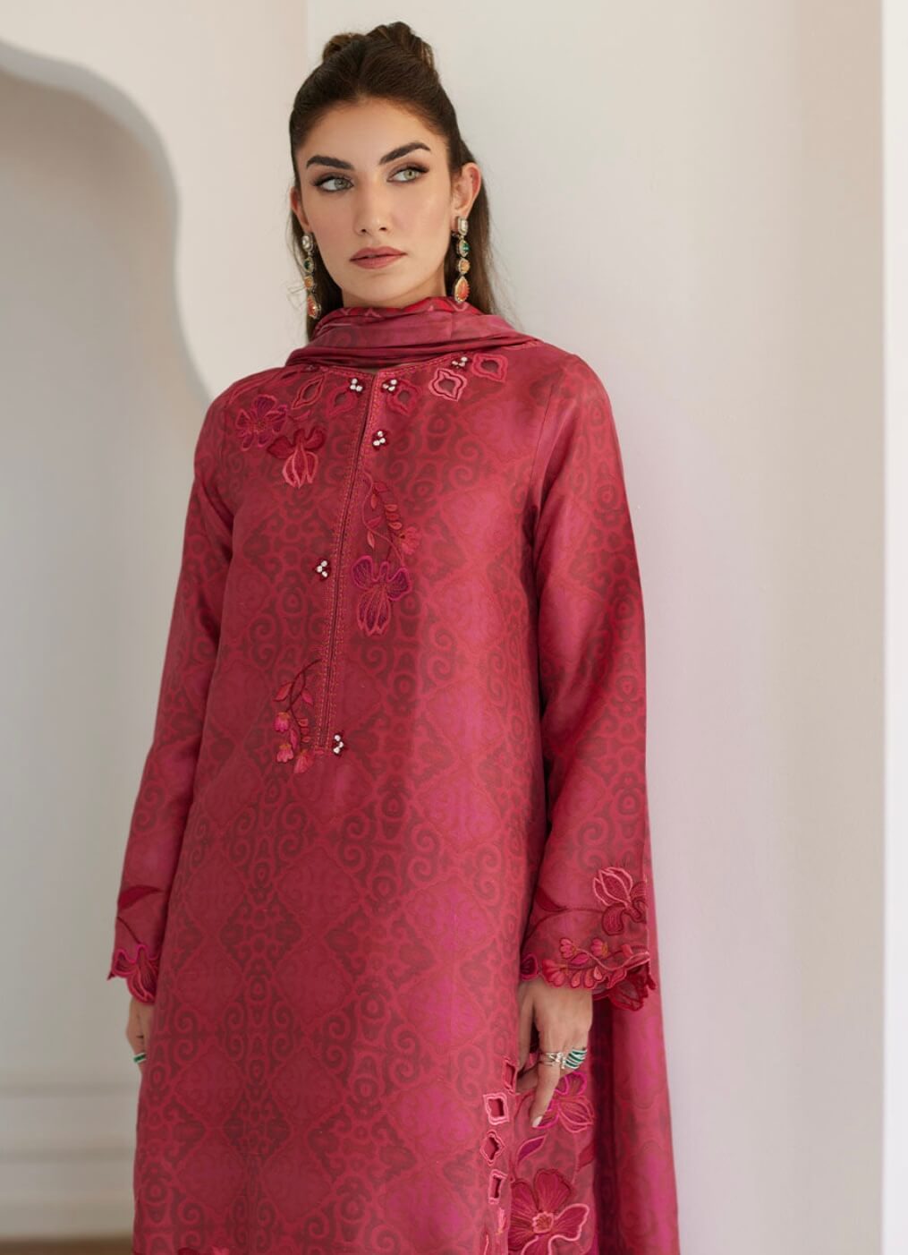 FARAH TALIB AZIZ ‘TARA LUXE SILK PRET’25 | SOLARA SCARLETT SHIRT & DUPATTA