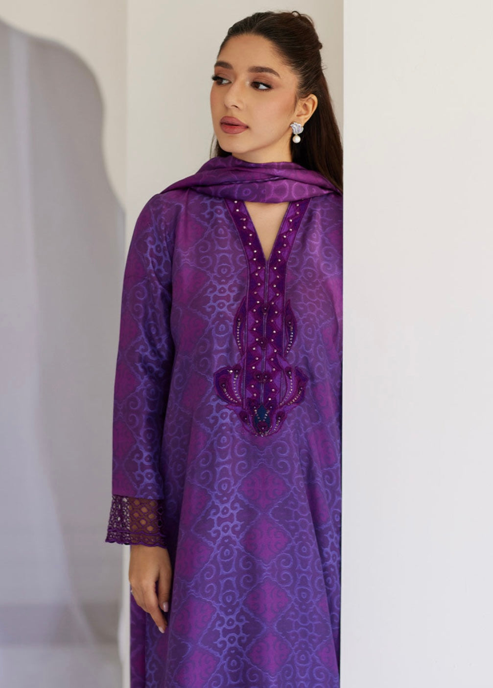 FARAH TALIB AZIZ ‘TARA LUXE SILK PRET’25 | AMITY PURPLE SHIRT & DUPATTA