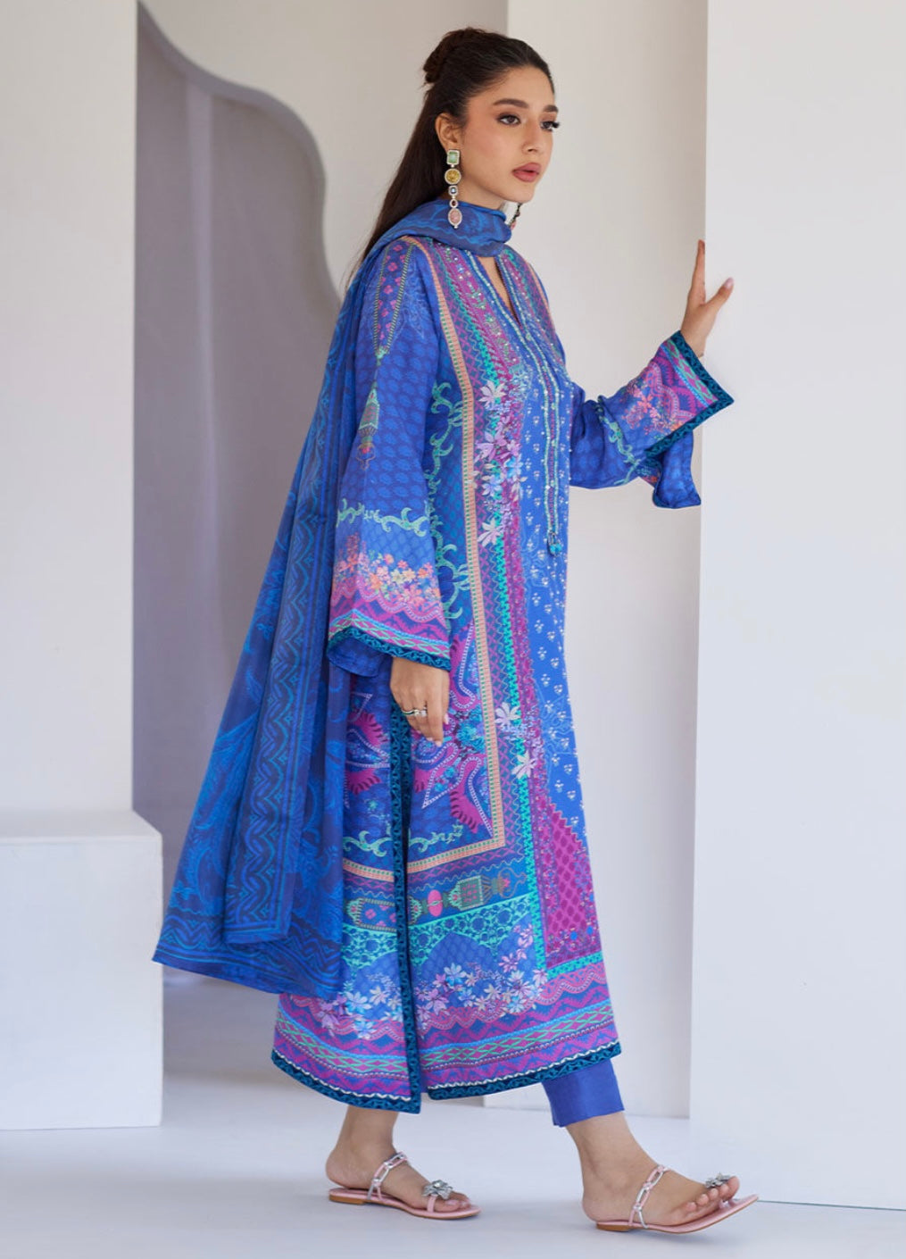 FARAH TALIB AZIZ ‘TARA LUXE SILK PRET’25 | REVEL BLUE SHIRT & DUPATTA
