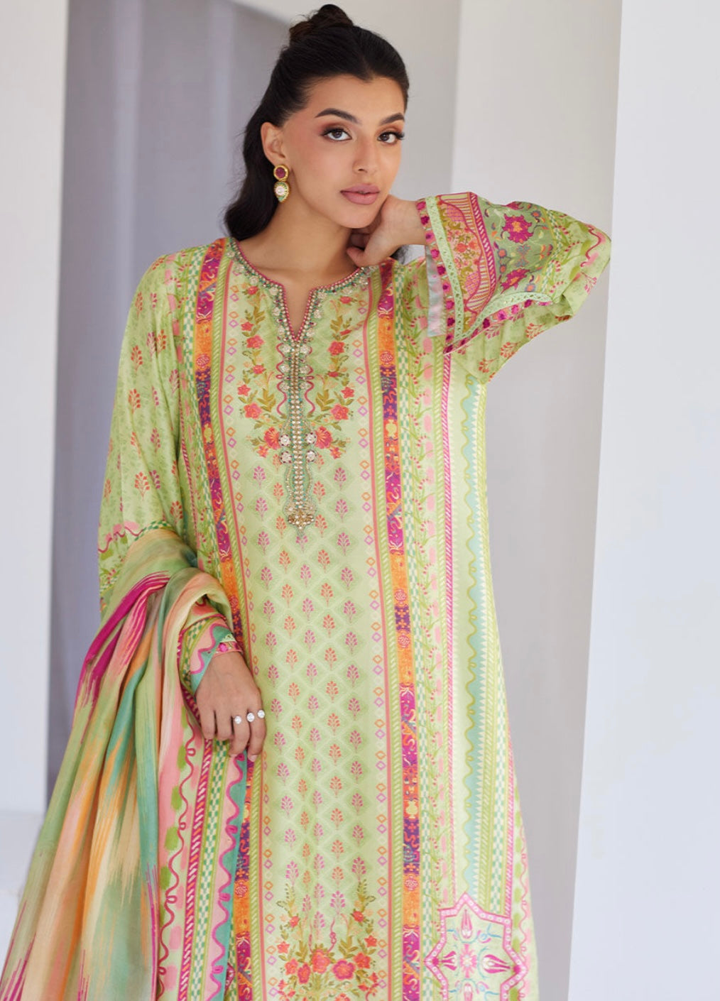 FARAH TALIB AZIZ ‘TARA LUXE SILK PRET’25 | VESPER KIWI SHIRT & DUPATTA