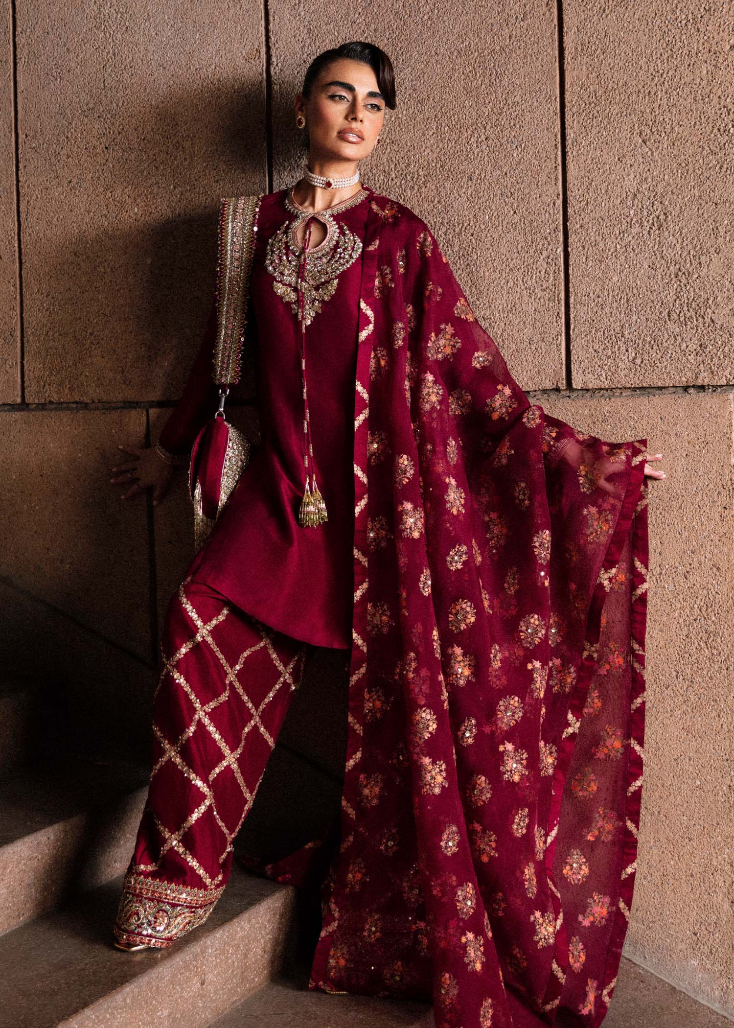 HUSSAIN REHAR LUXURY PRET EID'24 | MERLOT