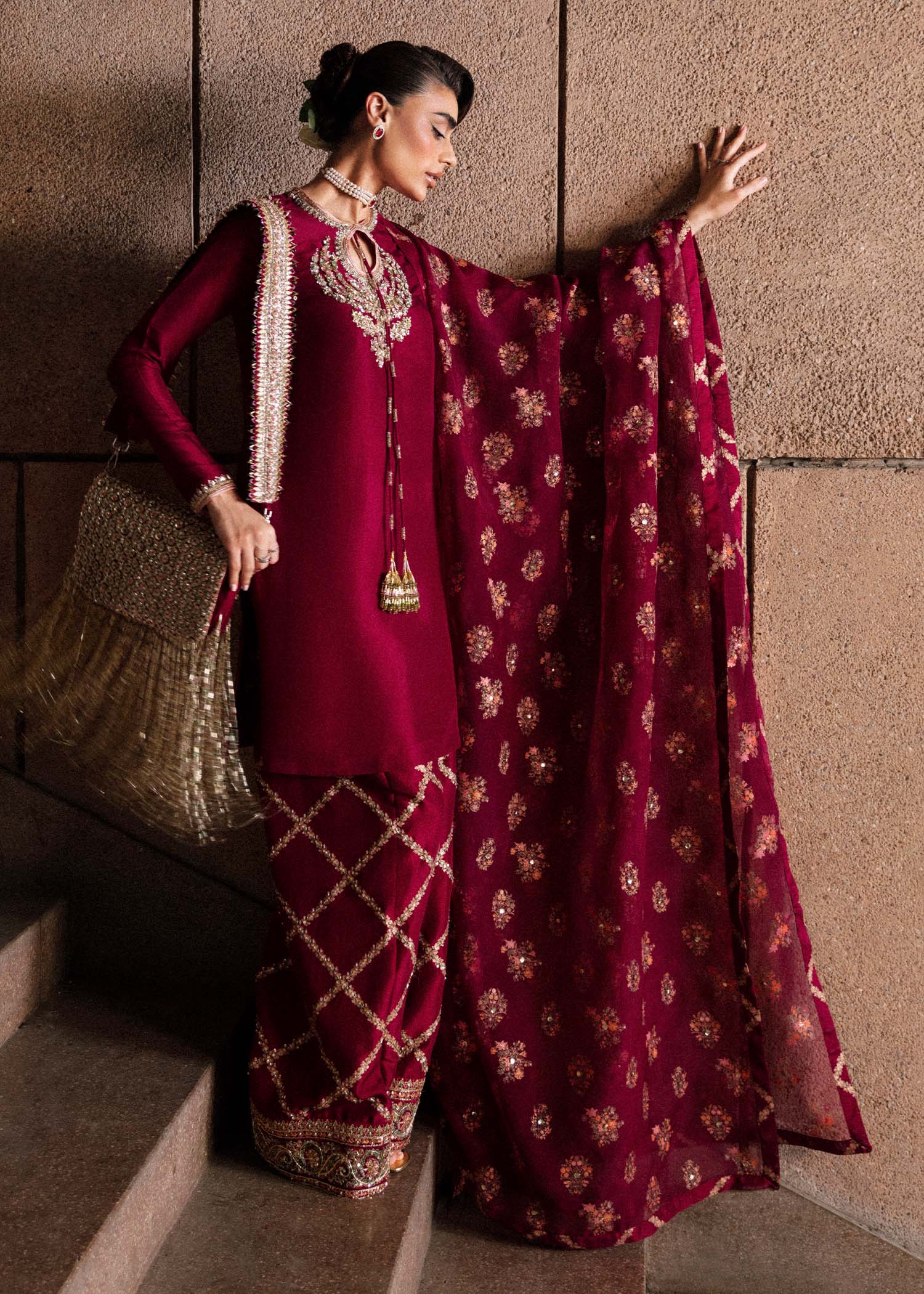 HUSSAIN REHAR LUXURY PRET EID'24 | MERLOT